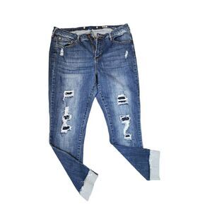 Kylie High Rise Curvy Skinny Ankle Denim Jeans Womens Size 16 Blue